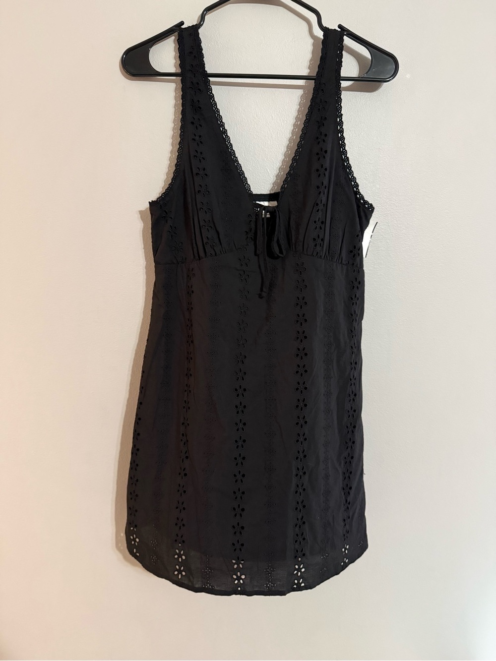 No Boundaries Black Floral Eyelet Mini Dress Medium
